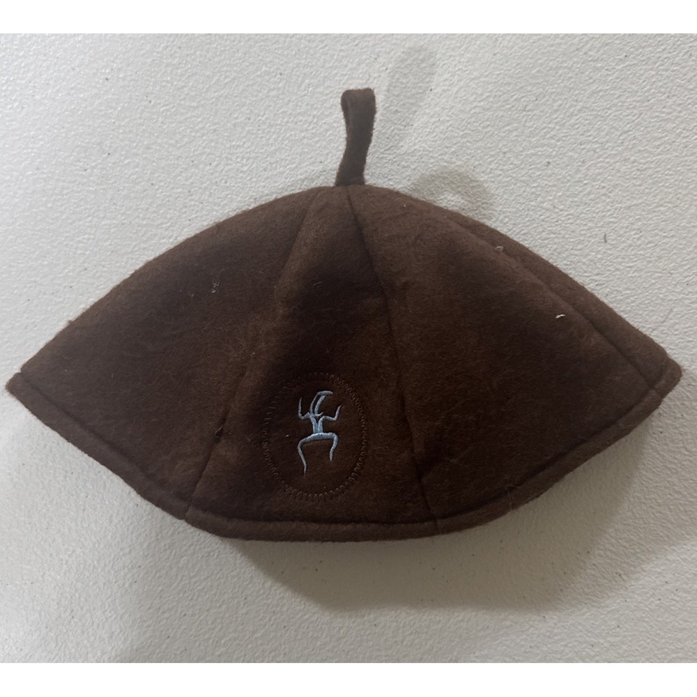 Vintage 70s Girl‎ Scout Brownie Hat Brown Felt Wool Beanie Size  Large, As Shown - Picture 2 of 5